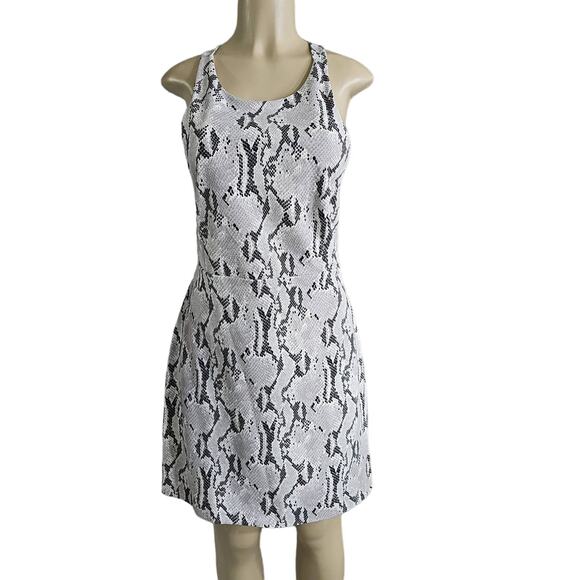 Express Womens Large Gray Snakeskin Animal Print Dress Strappy Back Mini - Picture 1 of 15